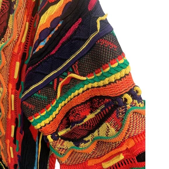 Vtg Tundra Canada Multi Color Sweater Men's Size L Biggie Hip Hop Coogi Style - Picture 7 of 16